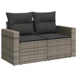 11 részes szürke polyrattan kerti ülőgarnitúra párnákkal