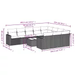11 részes szürke polyrattan kerti ülőgarnitúra párnákkal