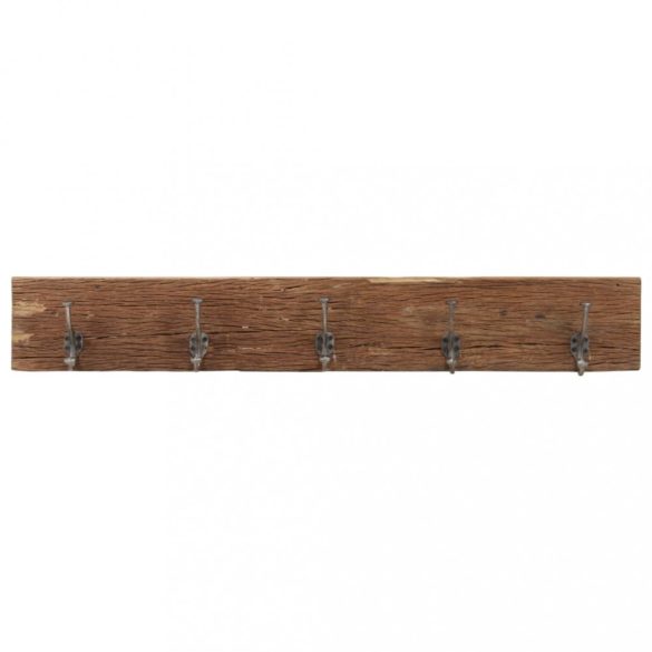 tömör újrahasznosított fa fogas 5 akasztóval 100 x 2,5 x 15 cm