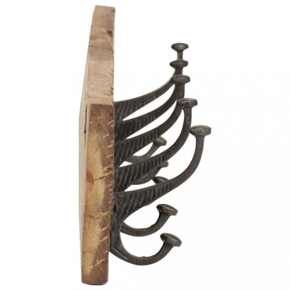 tömör újrahasznosított fa fogas 5 akasztóval 100 x 2,5 x 15 cm