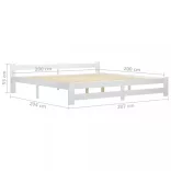 fehér tömör fenyőfa ágykeret matrac nélkül 200 x 200 cm