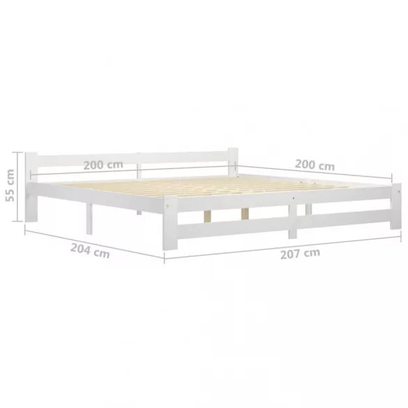 fehér tömör fenyőfa ágykeret matrac nélkül 200 x 200 cm