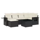 7 részes fekete polyrattan kerti ülőgarnitúra párnával