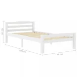 fehér tömör fenyőfa ágykeret 90 x 200 cm
