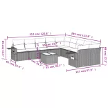 11 részes bézs polyrattan kerti ülőgarnitúra párnákkal