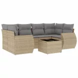 7 részes bézs polyrattan kerti ülőgarnitúra párnákkal