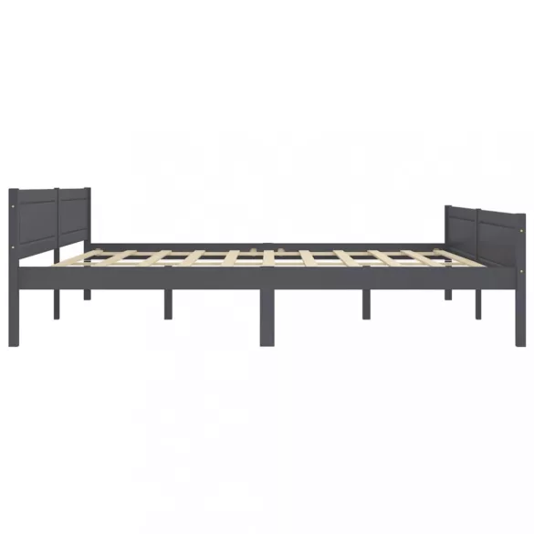 szürke tömör fenyőfa ágykeret 200 x 200 cm