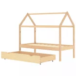 fiókos tömör fenyőfa gyerekágykeret 80x160 cm