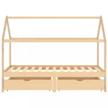 fiókos tömör fenyőfa gyerekágykeret 90 x 200 cm