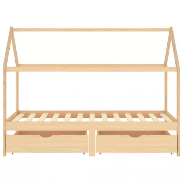 fiókos tömör fenyőfa gyerekágykeret 90 x 200 cm