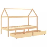 fiókos tömör fenyőfa gyerekágykeret 90 x 200 cm