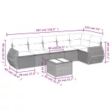 7 részes bézs polyrattan kerti ülőgarnitúra párnákkal