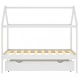 fehér tömör fenyőfa gyerek ágykeret fiókkal 80x160 cm