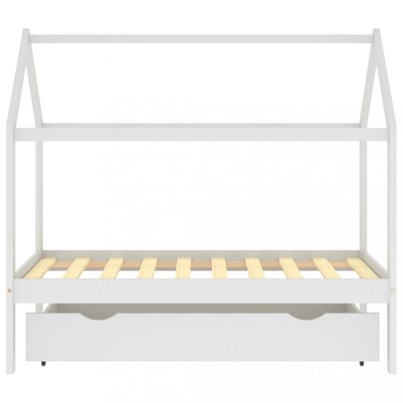 fehér tömör fenyőfa gyerek ágykeret fiókkal 80x160 cm