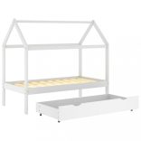 fehér tömör fenyőfa gyerek ágykeret fiókkal 80x160 cm