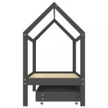 sötétszürke tömör fenyőfa gyerekágykeret fiókkal 80 x 160 cm