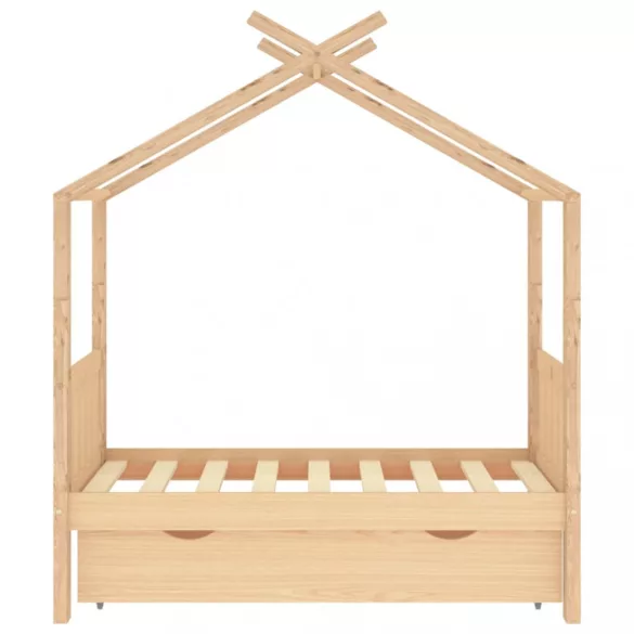 fiókos tömör fenyőfa gyerekágykeret 70 x 140 cm