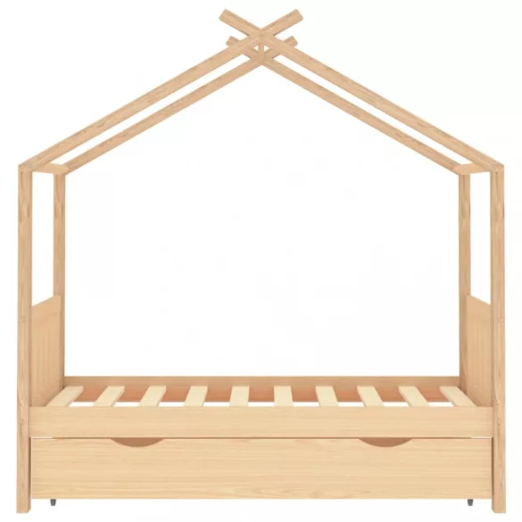 fiókos tömör fenyőfa gyerekágykeret 80x160 cm