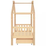 fiókos tömör fenyőfa gyerekágykeret 80x160 cm