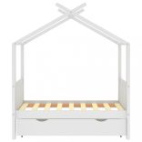 fehér tömör fenyőfa gyerekágykeret fiókkal 70 x 140 cm