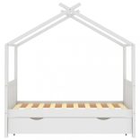 fehér tömör fenyőfa gyerekágykeret fiókkal 80x160 cm