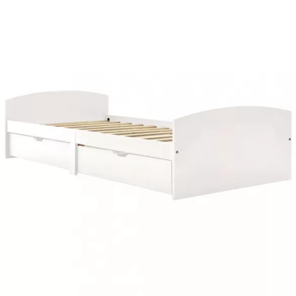 fehér tömör fenyőfa ágykeret 2 fiókkal 90 x 200 cm