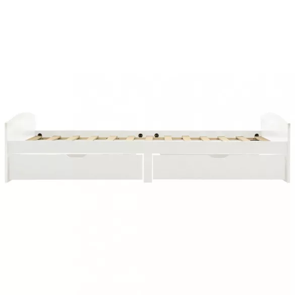 fehér tömör fenyőfa ágykeret 2 fiókkal 90 x 200 cm