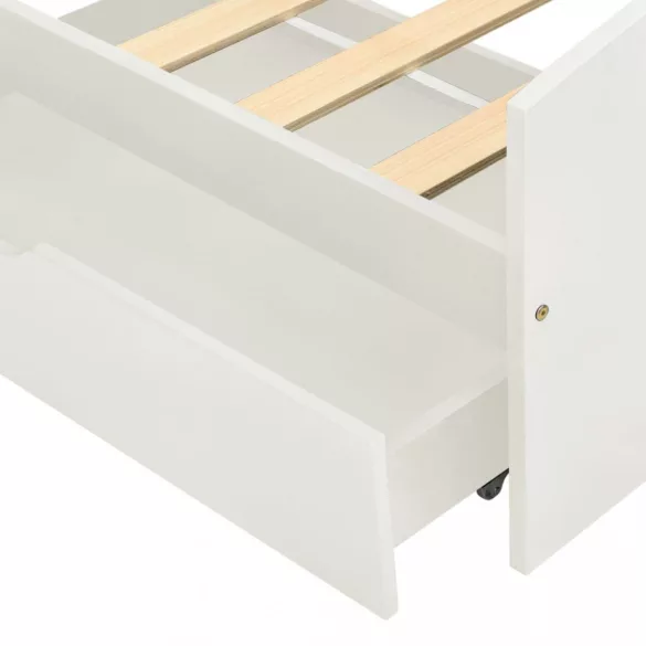 fehér tömör fenyőfa ágykeret 2 fiókkal 90 x 200 cm