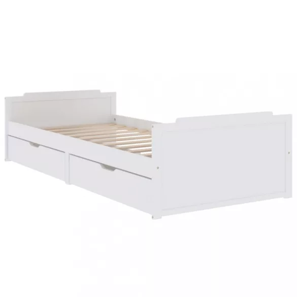 fehér tömör fenyőfa ágykeret fiókkal 90 x 200 cm