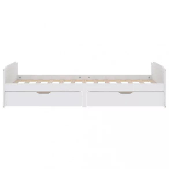 fehér tömör fenyőfa ágykeret fiókkal 90 x 200 cm