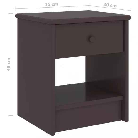 sötétbarna tömör fenyőfa éjjeliszekrény 35 x 30 x 40 cm