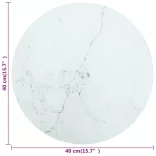 fehér edzett üveg asztallap márványdizájnnal Ø40 x 0,8 cm