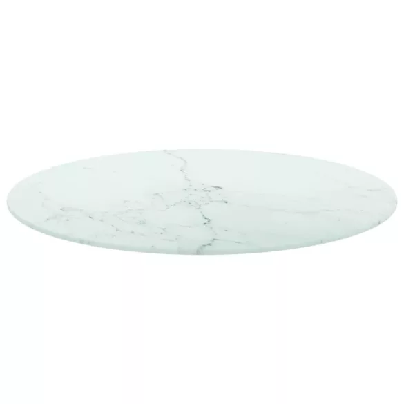 fehér edzett üveg asztallap márványdizájnnal Ø70 x 0,8 cm