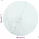 fehér edzett üveg asztallap márványdizájnnal Ø70 x 0,8 cm