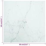 fehér edzett üveg asztallap márványdizájnnal 60 x 60 cm 6 mm