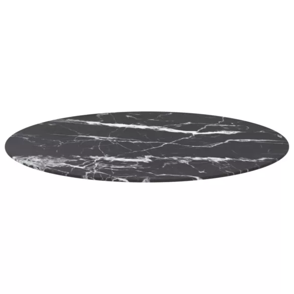 fekete edzett üveg asztallap márványdizájnnal Ø90 x 1 cm