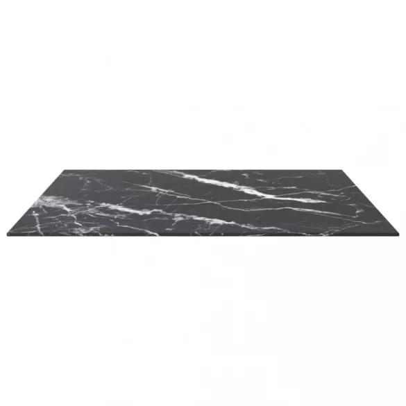 fekete edzett üveg asztallap márványdizájnnal 80 x 80 cm 6 mm