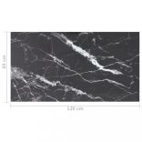 fekete edzett üveg asztallap márványdizájnnal 120 x 62 cm 8 mm