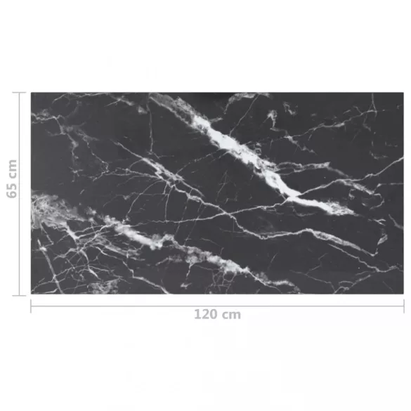 fekete edzett üveg asztallap márványdizájnnal 120 x 62 cm 8 mm