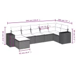 7 részes bézs polyrattan kerti ülőgarnitúra párnákkal