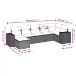 8 részes szürke polyrattan kerti ülőgarnitúra párnákkal