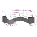 7 részes bézs polyrattan kerti ülőgarnitúra párnákkal