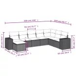 8 részes fekete polyrattan kerti ülőgarnitúra párnákkal