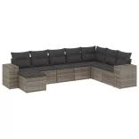 8 részes szürke polyrattan kerti ülőgarnitúra párnákkal