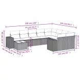 10 részes szürke polyrattan kerti ülőgarnitúra párnákkal