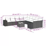 11 részes szürke polyrattan kerti ülőgarnitúra párnákkal