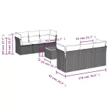7 részes fekete polyrattan kerti ülőgarnitúra párnával