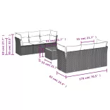 7 részes fekete polyrattan kerti ülőgarnitúra párnával