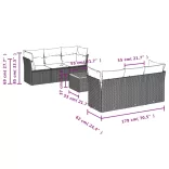 7 részes bézs polyrattan kerti ülőgarnitúra párnákkal