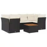 7 részes fekete polyrattan kerti ülőgarnitúra párnával